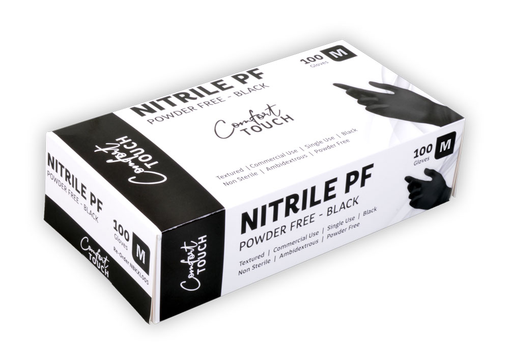 BLACK^NITRILE GLOVES^MEDIUM